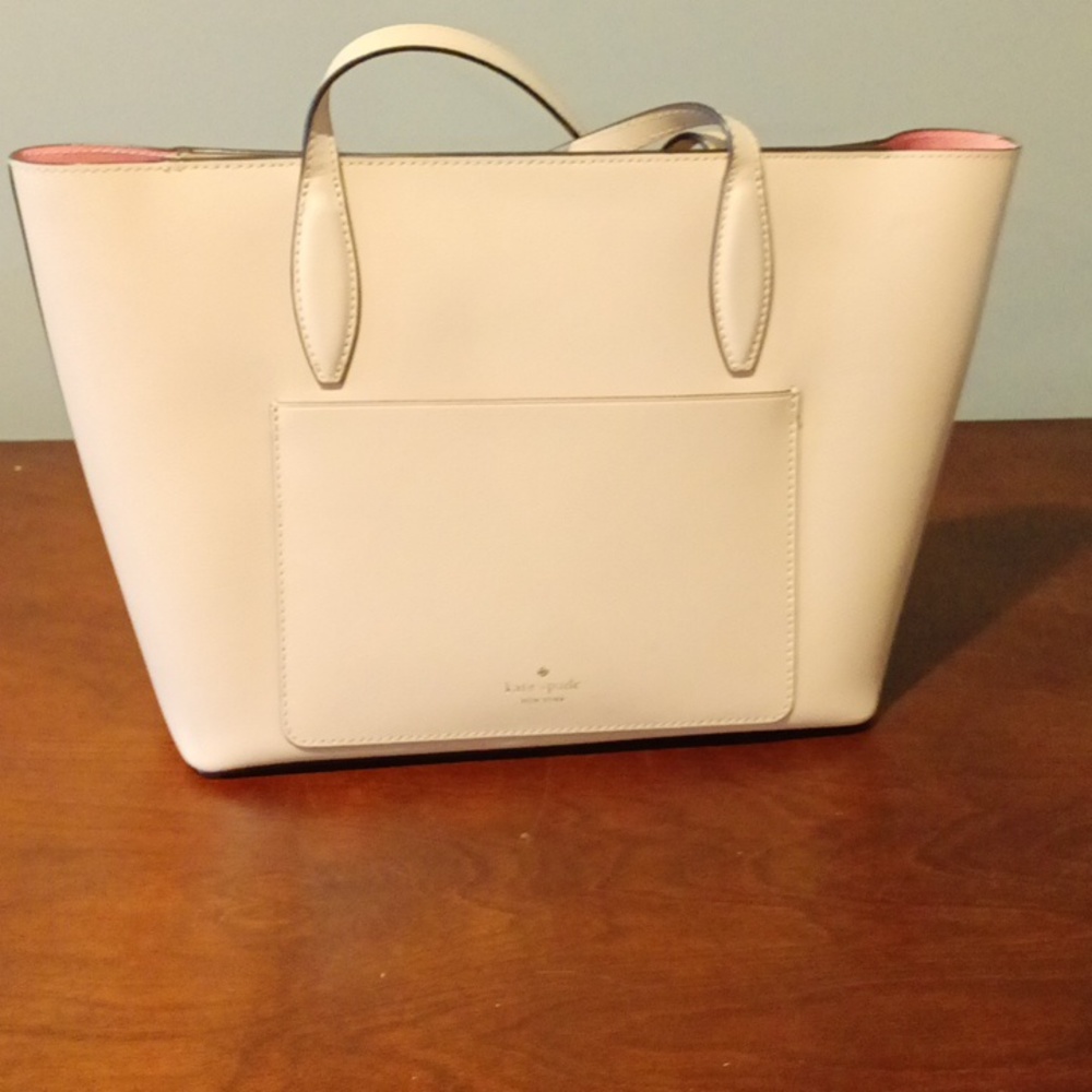 Kate Spade Adel Tote Bag Beige with Pink Interior like New with matching wallet! - Picture 5 of 10